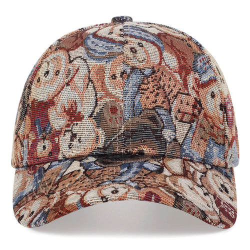Boné de beisebol retrô jacquard com estampa completa de ursinho, versões masculina, adequado para fotografia de rua e passeios