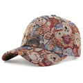 Boné de beisebol retrô jacquard com estampa completa de ursinho, versões masculina, adequado para fotografia de rua e passeios